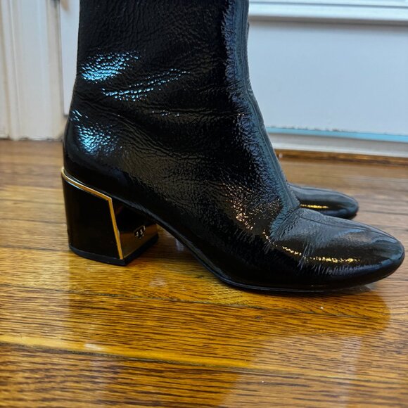 Tory Burch Women's Juliana Tumbled Patent Leather Booties Size 9 - Picture 8 of 12